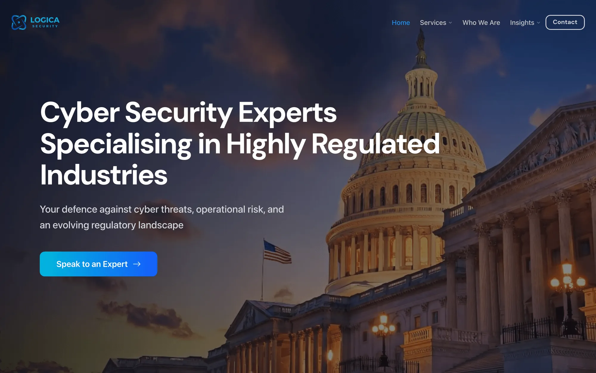 Logica Security — A corporate WordPress site with ongoing performance optimization and on-page SEO under a long-running retainer.